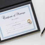 Certification of marriage application isolated on white background